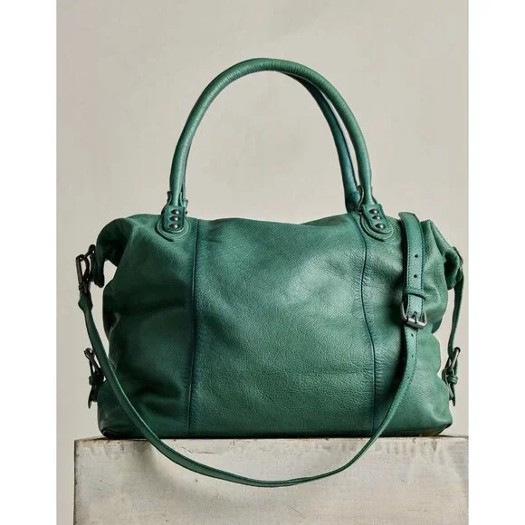 Free People We The Free Emerson Tote Bag Wash Greenery Leather NWT - Picture 2 of 11